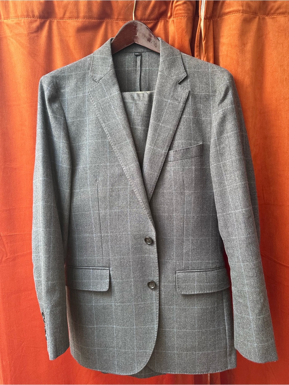 J. Crew Classic Gray / Blue Windowpane Men's suit